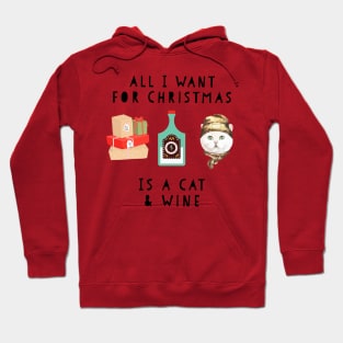 funny cat & wine christmas t shirt Hoodie